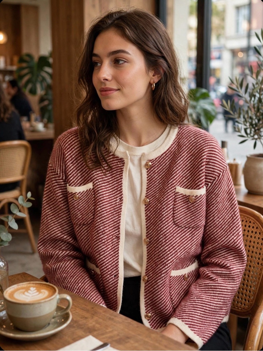 Alicedudu Button-Front Cardigan Jacket PTP 22”, L 22”, Arms 18”